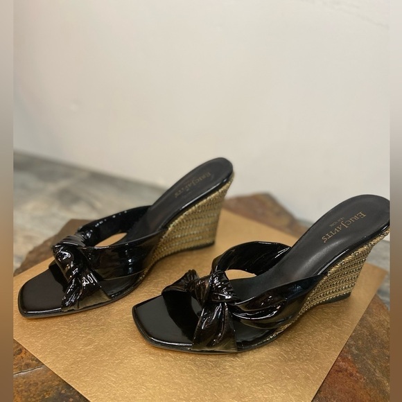 Eric Javits~Real Patent Leather Knotted Slip-On Wedge Sandals~Size 9 1/2 M - Picture 11 of 13